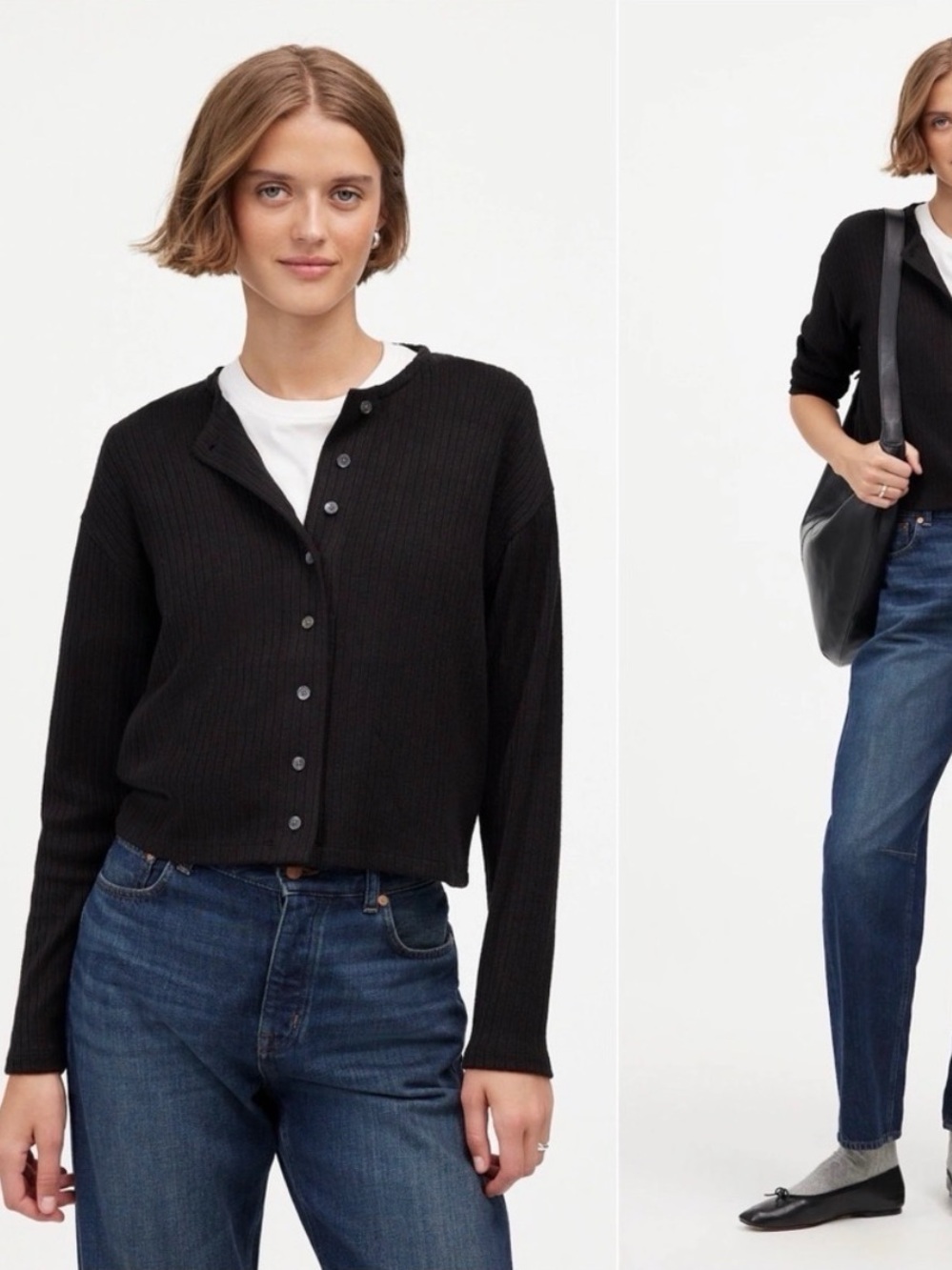 Madewell Sweater Relaxed Button-Front Cardigan Long Sleeve Black XS